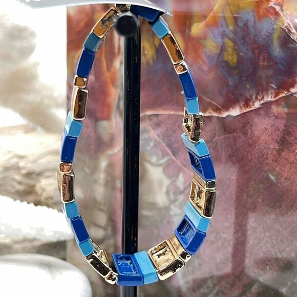 LAUNDRY Shelli Segal Gold Blue Stretch Bracelet - Picture 6 of 13